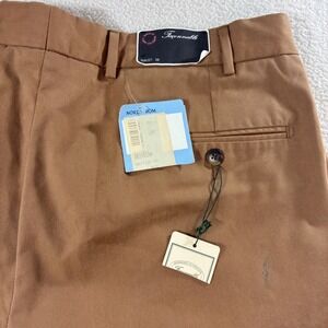 VTG Facconable Chino Pants Mens 38x38 Brown Albert Goldberg Open Hem Pleated NWT